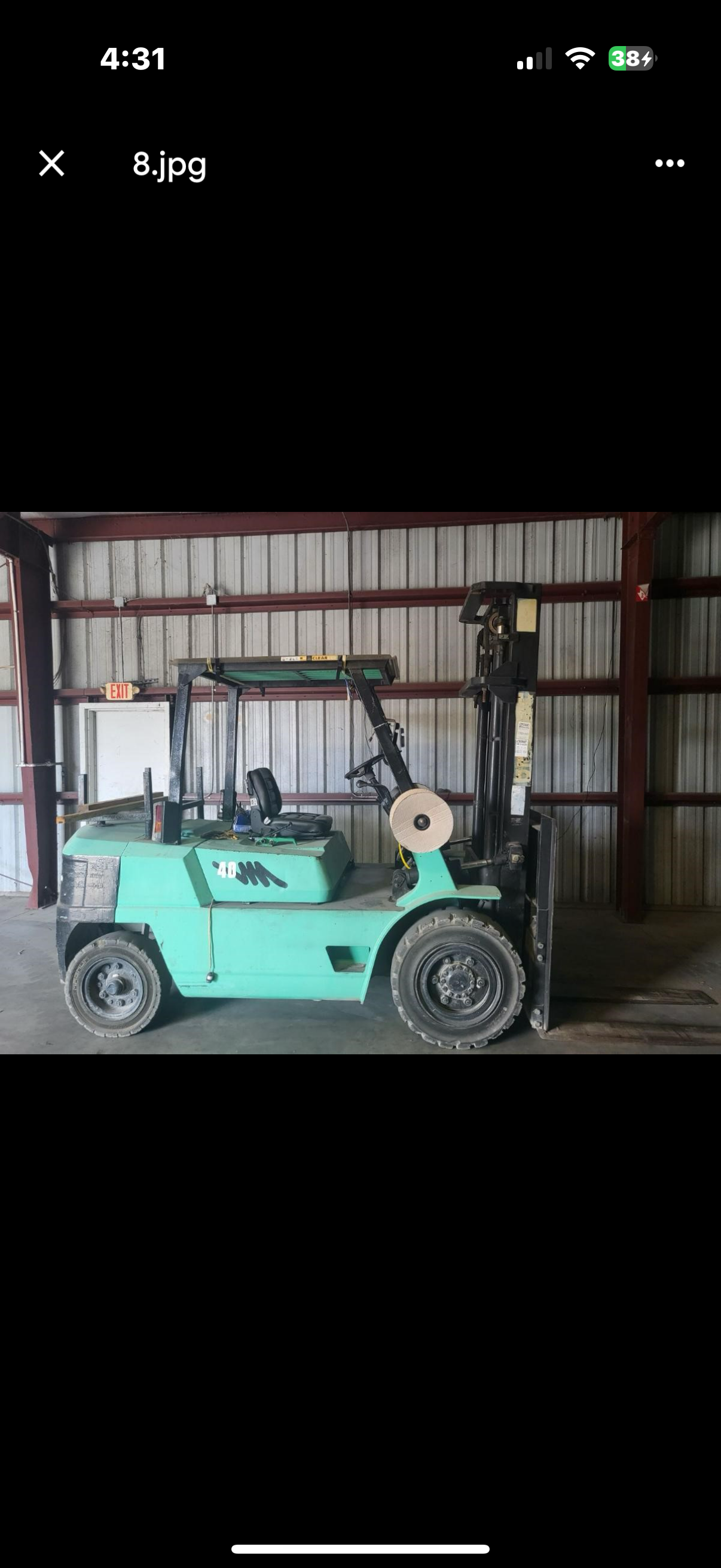 Owner-supplied used forklift equipment prepared for buyer review